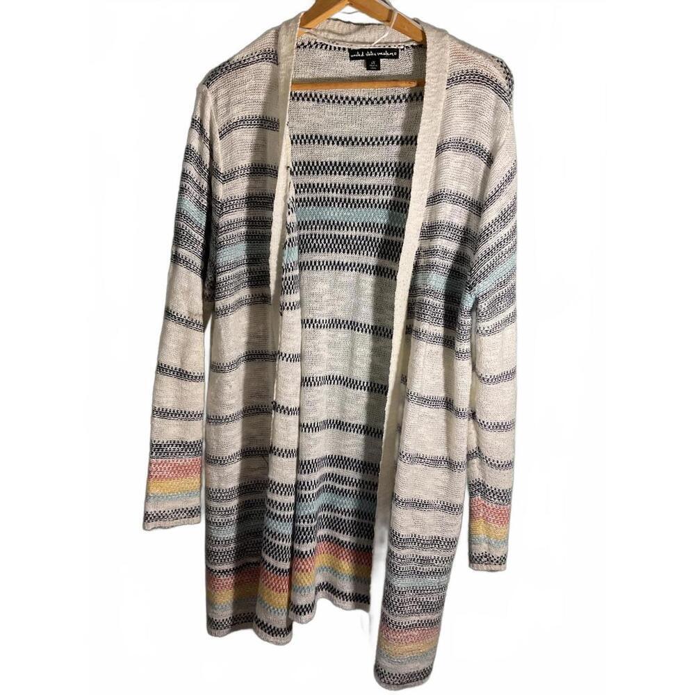 United States Sweaters Rainbow Striped Lightweight  Cardigan Sweater 1X
